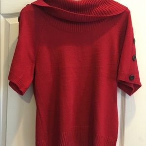 Red Sweater with Button Sleeves